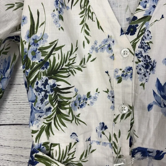 Veronica Beard Dewey Floral Cotton Gauze Dress v-Neck Belted tiered Mini Size 8 - Picture 7 of 8